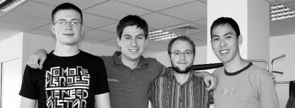 Gephi Team during Helder's visit in Paris (from left to right: Julian, Mathieu, Seb, Helder)
